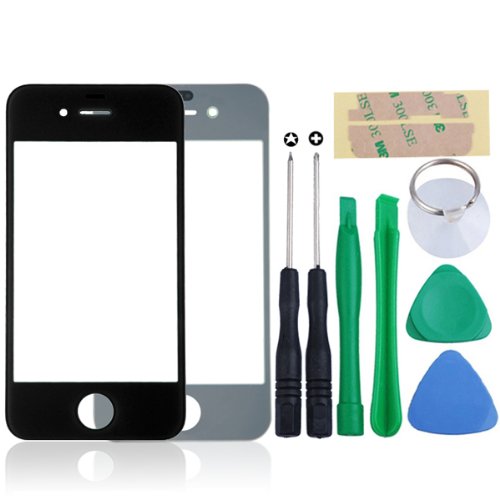 New LCD Front Screen Glass Lens + Free Tools for Apple iPhone 4 4g Black