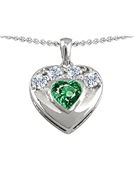 Original Star K (tm) Heart Shape Simulated Emerald Heart Pendant in .925 Sterling Silver