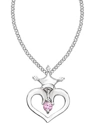 Disney® Heart Crown Diamond & Pink Sapphire Necklace