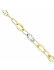 Genuine 14K Two-Tone Polished And Textured Hollow With Ext. Bracelet 7.75 Inches 3 Grams Of Gold 100% Satisfaction Guaranteed.