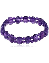 Amethyst Oval and Round Bead Stretch Bracelet, 7.5"