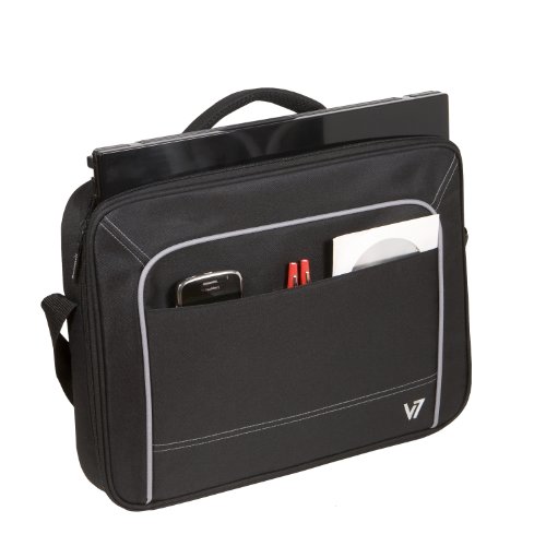 V7 Vantage Frontloader Case Designed for 16-Inch Laptop CCV1-9N, (Black with Grey Accents)