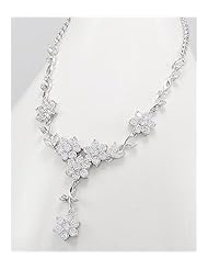 Flower CZ Necklace In 92.5 Sterling Silver