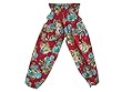 Harem Pants Red Floral Smocked Waist Yoga Cotton Pants Gift Idea