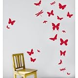 Ferm Living Butterflies Vinyl Wall Sticker - Red