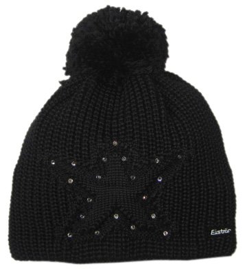 Eisb&auml;r Damen M&uuml;tze Chantal Pompon Crystal, schwarz