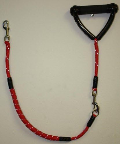 Security Leash with internal, high quality, stretchable shock cord - steel 1-inch hardware - two-piece lead - precise control - 43 inches long - with option to Short Lead your dog - good for training purposes and Street Lead - designed for large breeds, security animals and strong medium breeds - Red