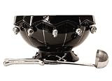 Halloween Skull & Bones Punch Bowl with Ladle, Black and Silver