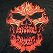 Black Flaming Skull Short Sleeves Shirt T-Shirt, Extra Large