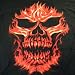 Black Flaming Skull Short Sleeves Shirt T-Shirt, Large