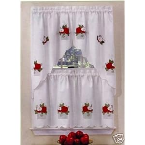 Buy APPLES APPLE EMBELLISHED TIER CURTAIN AND SWAG SET, 36 Long Curtains and Swag Top now!