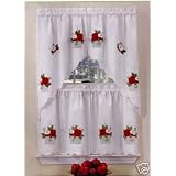 APPLES APPLE EMBELLISHED TIER CURTAIN AND SWAG SET, 36 Long Curtains and Swag Top by 