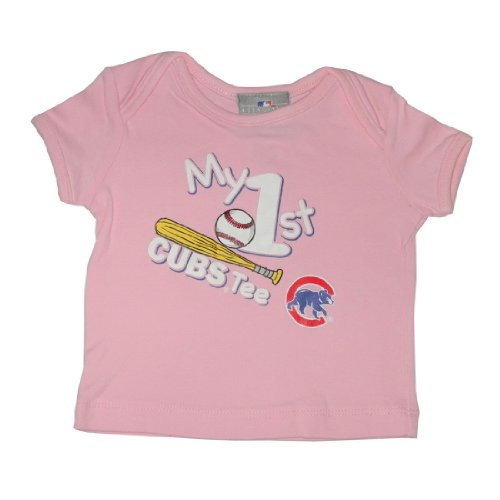 Infant / Baby MLB Chicago Cubs Walking Bear My First Tee T-Shirt - Pink (Size: 6/9)