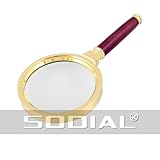 SODIAL(R)直径80mm15X光学レンズローズハンドルのゴールドトーン拡大鏡