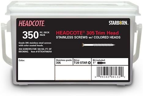 Headcote #7 x 1-5/8" - #82 Mahogany - Stainless Steel Trim Head Deck Screws - 350 pc. Deck Pack for 100 Sq. Ft. of Decking - STX82T07162
