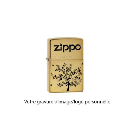 Original Zippo en laiton - gravure sur le côté avant, texte/image(JPEG) et position séparément par e-mail via Amazon