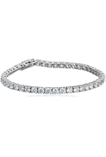 Platinum-Plated Sterling Silver Round Cut 4mm Cubic Zirconia Tennis Bracelet