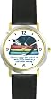 Black & White Cat Sleeping on Towels - Cat Cartoon or Comic - JP Animal - WATCHBUDDY&reg; DELUXE TWO-TONE THEME WATCH - Arabic Numbers - Black Leather Strap-Size-Large ( Men's Size or Jumbo Women's Size )