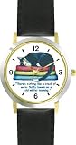 Black & White Cat Sleeping on Towels - Cat Cartoon or Comic -
JP Animal - WATCHBUDDY® DELUXE TWO-TONE THEME WATCH - Arabic
Numbers - Black Leather Strap-Size-Large ( Men's Size or Jumbo
Women's Size )