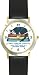Black & White Cat Sleeping on Towels - Cat Cartoon or Comic - JP Animal - WATCHBUDDY&reg; DELUXE TWO-TONE THEME WATCH - Arabic Numbers - Black Leather Strap-Size-Large ( Men's Size or Jumbo Women's Size )