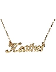 Name Necklaces Heather - Personalized Necklace Gold Plated 18K, Belcher Chain, 2mm Thick