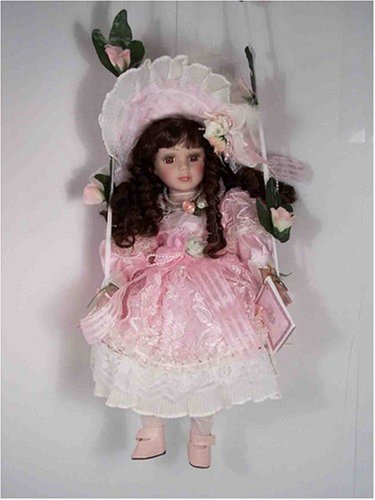 Childrens Toyshop  Toys : Victorian Doll on Swing in Pink Dress