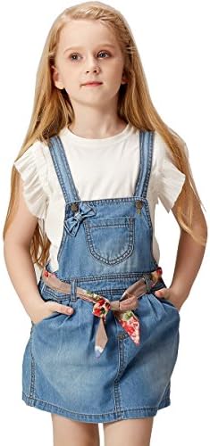 BILIBAYA Baby Girls' Denim Vest dress Braces Skirt(Size 4)