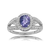 Tanzanite Cocktail Ring W/ Diamond 14K White Gold New
