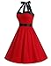 DRESSTELLS Women's Vintage 1950s Cocktail Party Retro Halter Homecoming Rockabilly Pinup Audrey Hepburn Dresses Red Black L