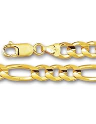 14K Yellow Gold Classic Figaro Chain Bracelet - Width 7.0mm