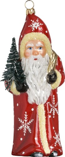 Ino Schaller Blown Glass Polish Red Snowflake Santa Ornament by Joy to the World Collectibles Ino Schaller Blown Glass Polish Red Snowflake Santa Ornament by Joy to the World Collectibles