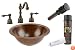 Premier Copper Products BSP2_LR12FDB Small Round Under Counter Hammered Copper Sink with Widespread Faucet, Oil Rubbed Bronze