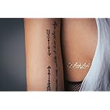 TribeTats Scripts Flash Tattoo Collection | 4 Sheets of 150+ Metallic Temporary Tattoos of Inspirational Sayings | Fold-and-Tear Sheets - No Scissors Required | Body Art Lasts Up To 1 Week