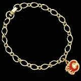 NHL Calgary Flames Ladies Gold-Tone Charm Bracelet