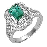 41LwRCwQhxL. SL160  14k White Gold 1.8ctw Green Tourmaline & Diamond Ring