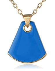 Dean Davidson "Cleo" Gold with Blue Enamel Fan Pendant Necklace, 29"