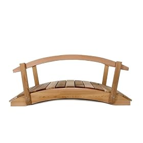 3' Western Red Cedar Wood Garden Bridge with Rails by visiondecor Furniture