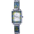 Square Dark Blue Flower Encircled Murano Millefiori Watch Wrist