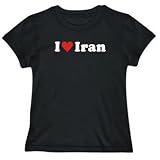 T-Shirt Womens Black " I LOVE Iran " Countries Large