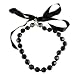Black Necklace - Chunky Facet Beads - Chic - Satin Ribbon - With Free Pouch