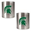 Michigan State Spartans NCAA 2pc Stainless Can Holder Set by Great American Products