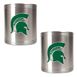 Michigan State Spartans NCAA 2pc Stainless Can Holder Set by Great American Products