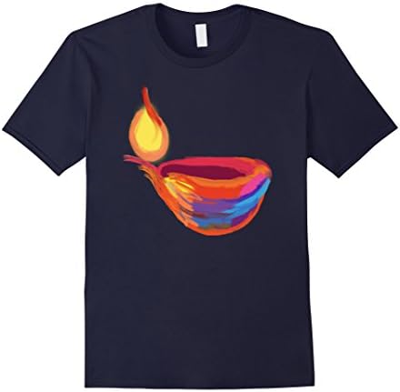Men's Happy Diwali Colourful Lamp Diya Multi-Colour T-Shirt. XL Navy