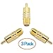 Aurum Cables 3-Pack F Type Female to RCA Male Coax Coaxial Cable Audio Adapter Connector