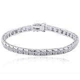 SS Platinum Plated Genuine Diamond 6.5 Line Bracelet