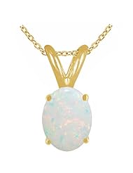 0.35Ct Oval Opal Pendant in 14k Yellow Gold