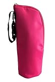 Happy Cherry　哺乳瓶ポーチ　哺乳瓶ケース　ペットボトルケース　保温効果　保冷　水筒ケース　持ち運びに便利！　シンプル　無地　ローズレッド