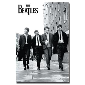 Beatles (Walking Down Street) Framed Music Poster Print - 24" X 36"
