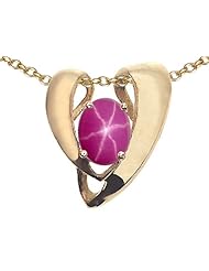 Tommaso Design (tm) Oval 9x7mm Created Star Ruby Heart Shaped Pendant Enhancer with large opening for Omega Chain