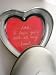 Heart Shaped Glass Paperweight With Red Background and Inscription